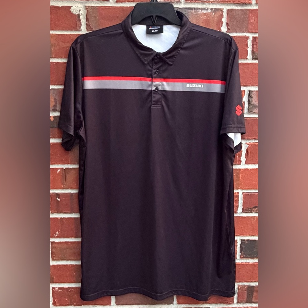 Discontinued Suzuki Parts Accessories XL Black S Line Stripe Golf Polo Shirt T1